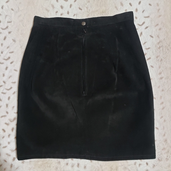 Phoenix USA Black Suede Skirt Size 4 VTG Frontier Collection 100% Authentic - Picture 2 of 5